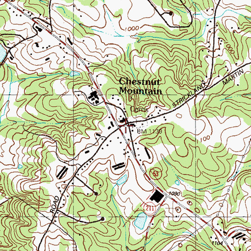 Topographic Map of Chestnut Mountain Church Cemetery, GA