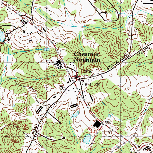 Topographic Map of Chestnut Mountain Presbyterian Church, GA