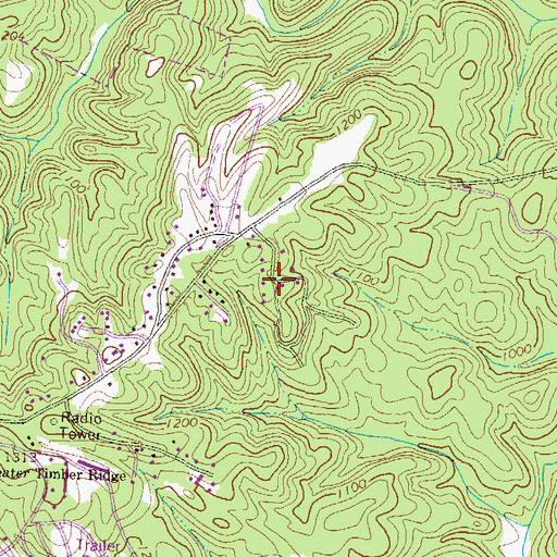 Topographic Map of Chestnut Oak Hills, GA