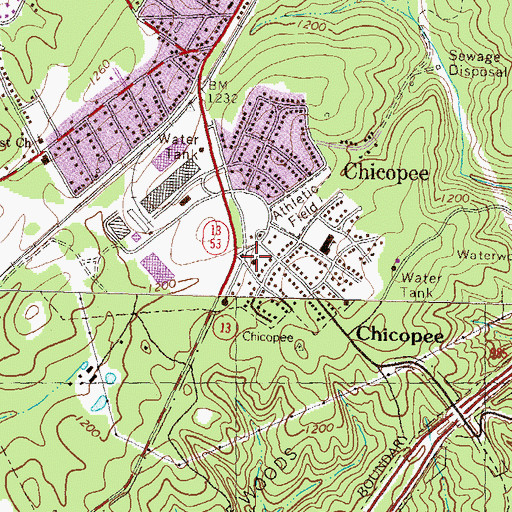Topographic Map of Chicopee Baptist Church, GA