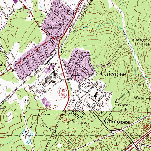 Topographic Map of Chicopee United Methodist Church, GA