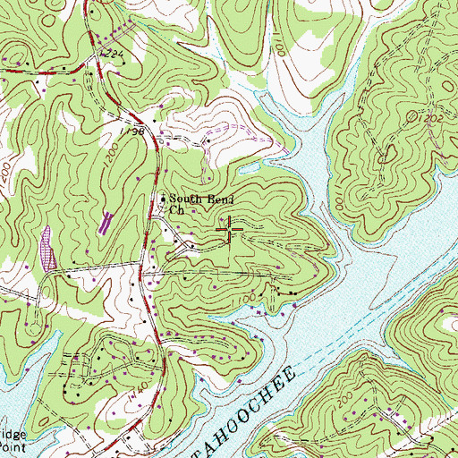 Topographic Map of Clarks Bridge, GA