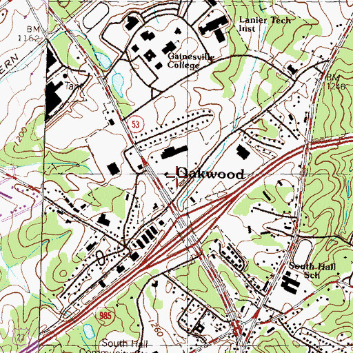 Topographic Map of College Square Shopping Center, GA