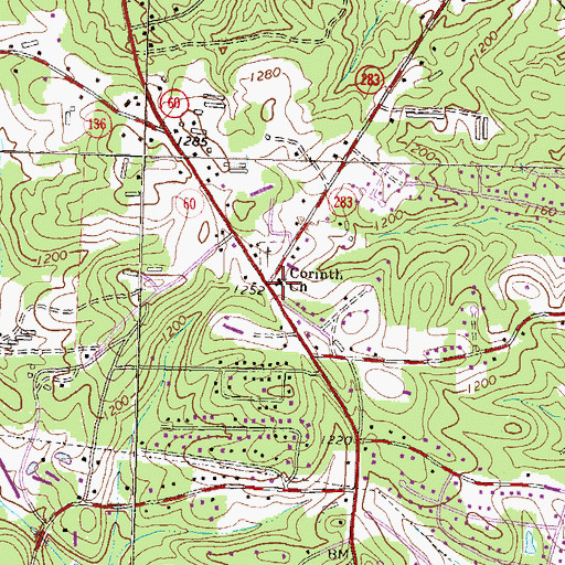 Topographic Map of Corinth Baptist Church, GA