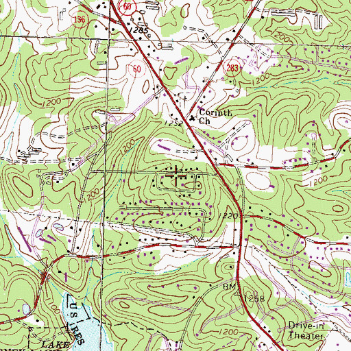 Topographic Map of Country Club Gardens, GA