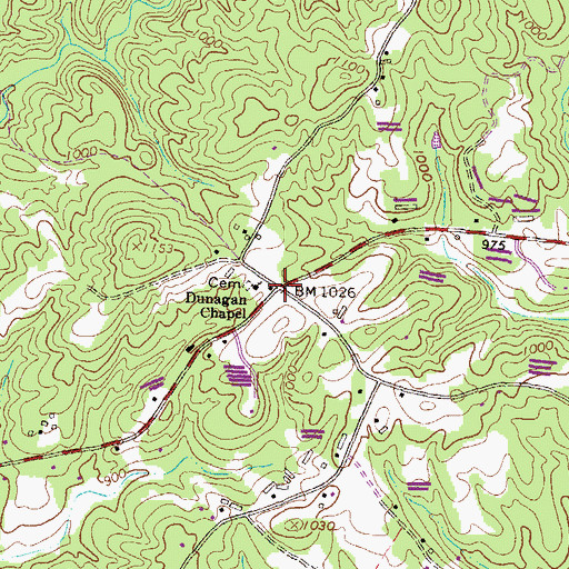 Topographic Map of Dunagan, GA
