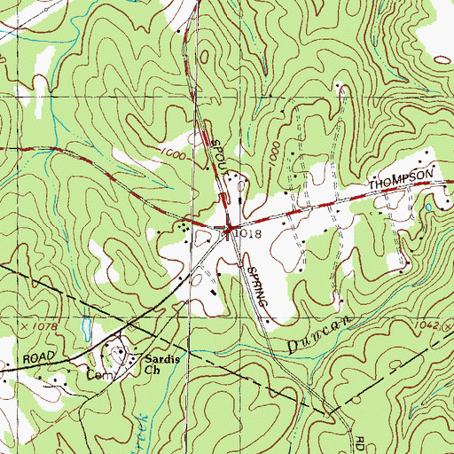 Topographic Map of Duncan Cross Roads, GA