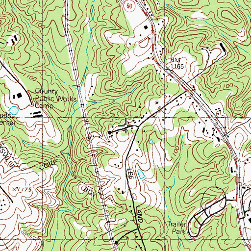 Topographic Map of Evergreen Heights, GA