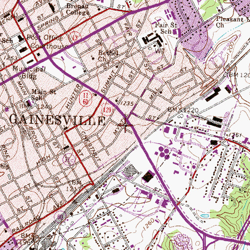 Topographic Map of First Baptist Church, GA