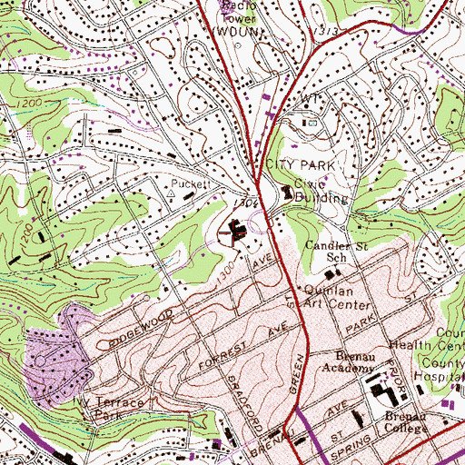 Topographic Map of First Baptist Church, GA