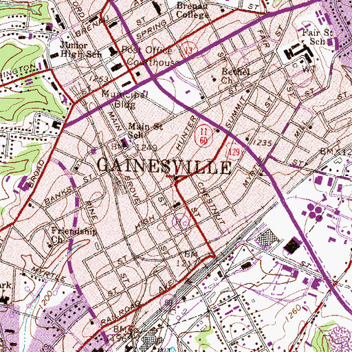 Topographic Map of First Congregational Holiness Church, GA
