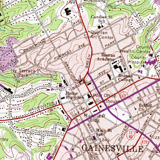 Topographic Map of First United Methodist Church, GA