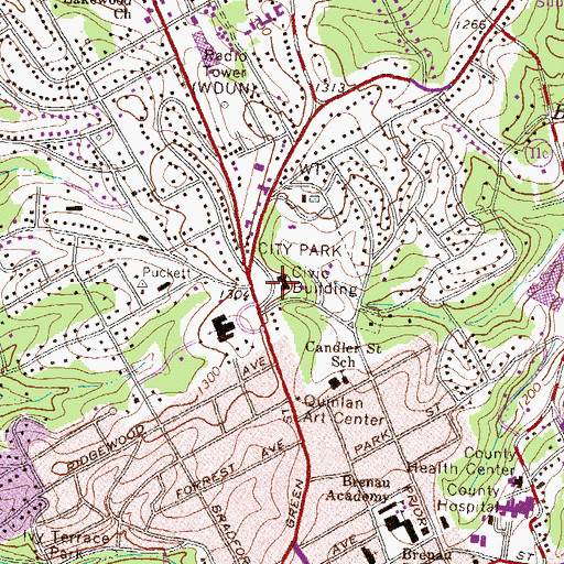 Topographic Map of Gainesville Civic Center, GA