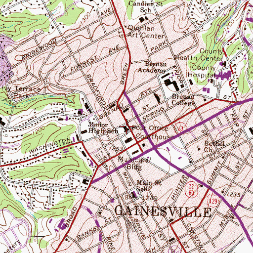 Topographic Map of Gainesville Post Office, GA