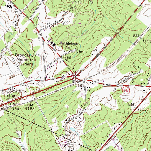Topographic Map of Green Crossing, GA