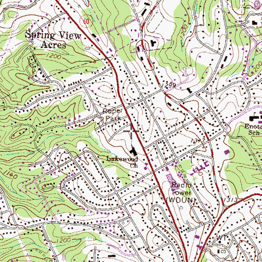 Topographic Map of Lanier Plaza Shopping Center, GA
