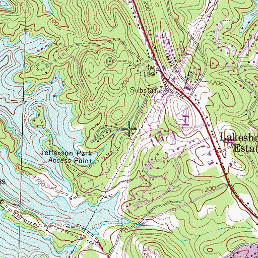 Topographic Map of Lanier Valley, GA
