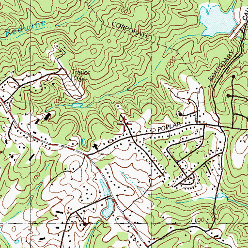 Topographic Map of Meadowood, GA