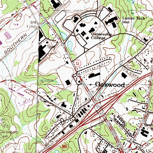 Topographic Map of Merchants Crossing Shopping Center, GA