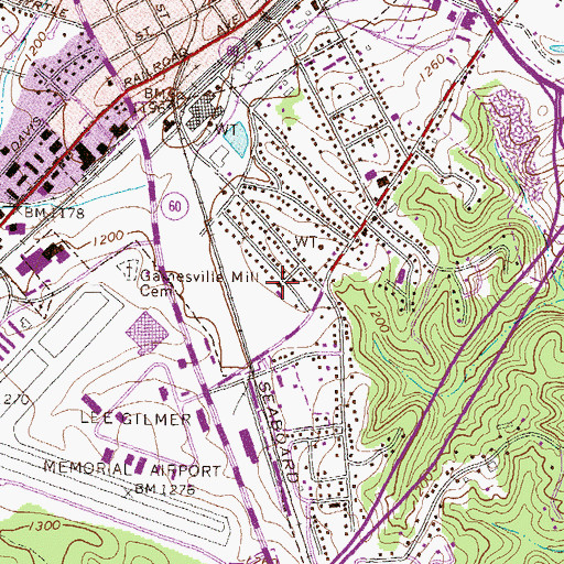 Topographic Map of Montgomery Memorial Baptist Church, GA