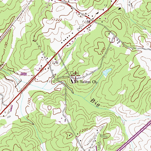 Topographic Map of Mount Salem Baptist Cemetery, GA
