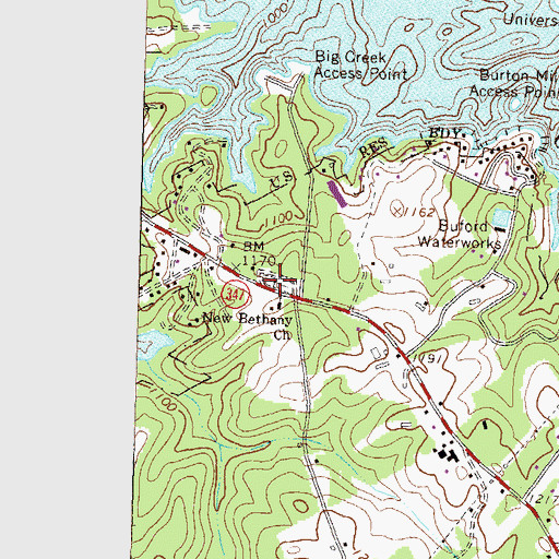 Topographic Map of New Bethany Baptist Cemetery, GA
