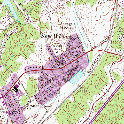 Topographic Map of New Holland Baptist Church, GA