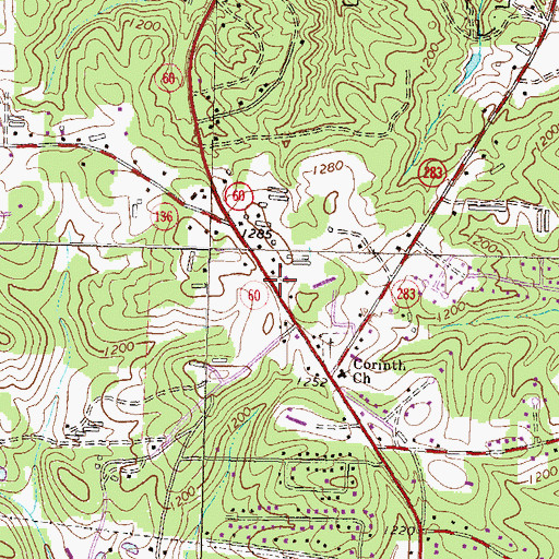 Topographic Map of Northside Church, GA