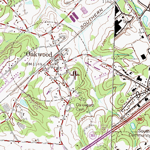 Topographic Map of Oakwood Elementary School, GA