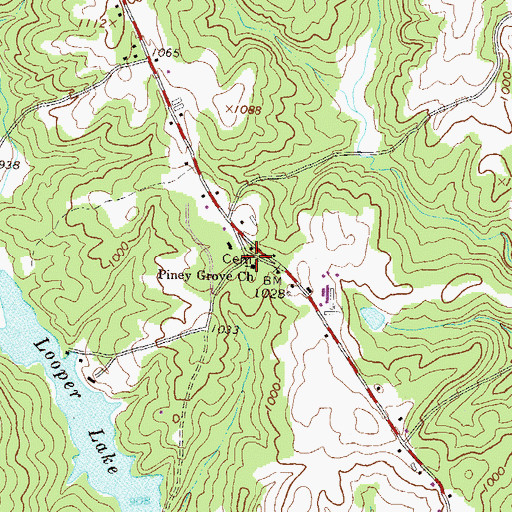 Topographic Map of Piney Grove School (historical), GA