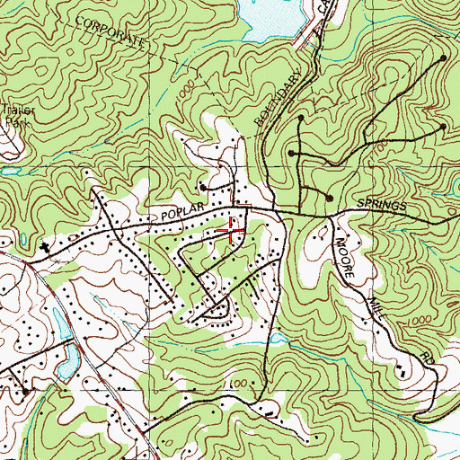 Topographic Map of Pleasant Brook, GA