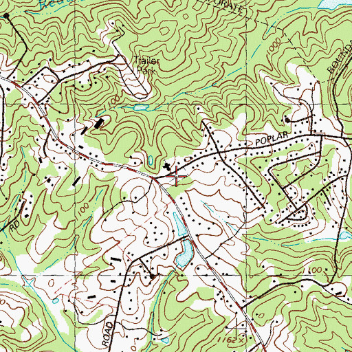 Topographic Map of Poplar Springs Baptist Cemetery, GA