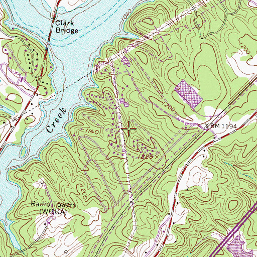 Topographic Map of Quiet Place in the Woods, GA