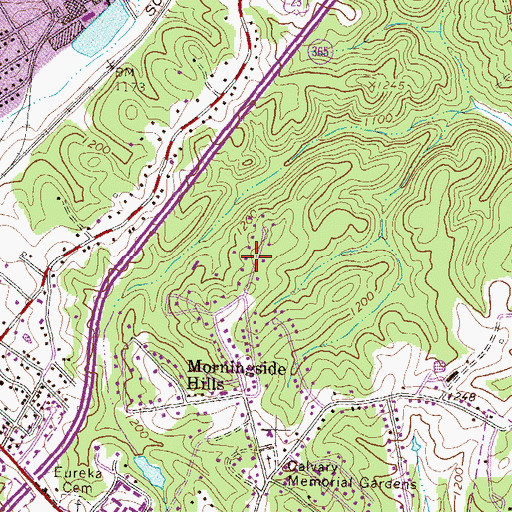 Topographic Map of Rainbow Village, GA