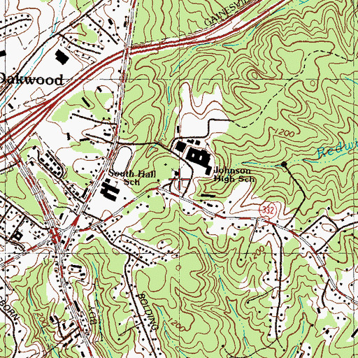 Topographic Map of Redwine Methodist Cemetery, GA