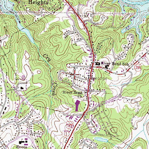Topographic Map of Riverbend, GA