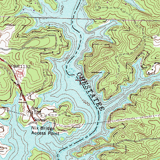 Topographic Map of Rocky Bottom Ford (historical), GA
