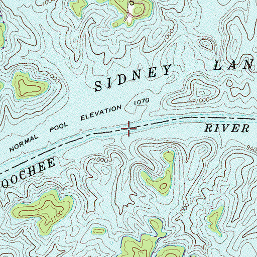 Topographic Map of Shadburn Ferry (historical), GA