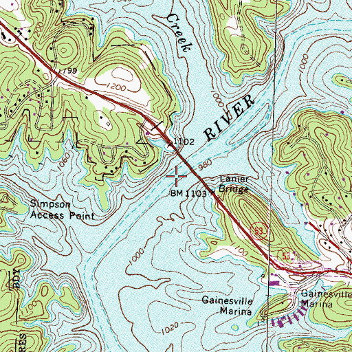 Topographic Map of Shallow Ford (historical), GA