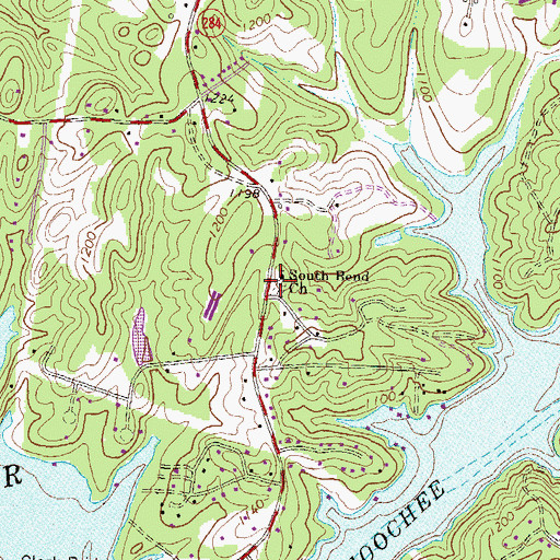 Topographic Map of South Bend Methodist Cemetery, GA