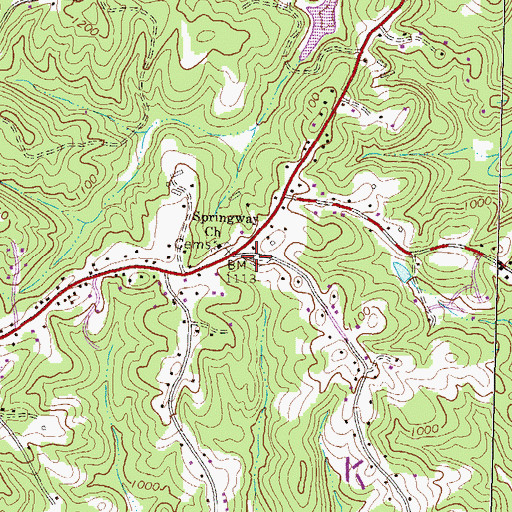 Topographic Map of Springway Baptist Cemetery, GA