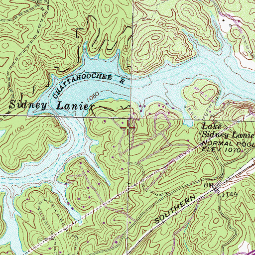 Topographic Map of Surf Side Club Estates, GA