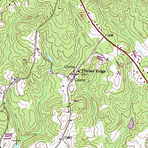 Topographic Map of Timber Ridge Cemetery, GA