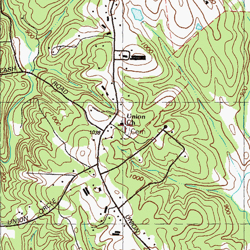 Topographic Map of Union Baptist Cemetery, GA