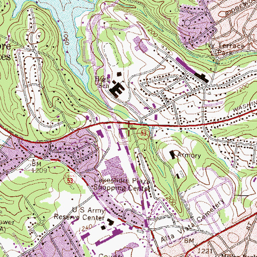 Topographic Map of Washington Square Shopping Center, GA