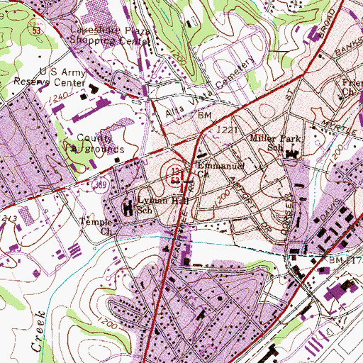 Topographic Map of Westside Shopping Center, GA