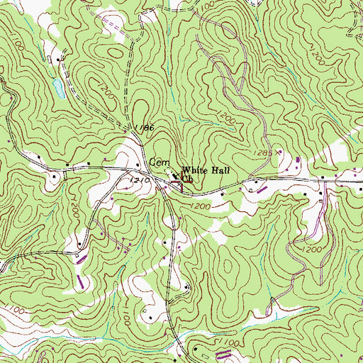 Topographic Map of Whitehall Cemetery, GA