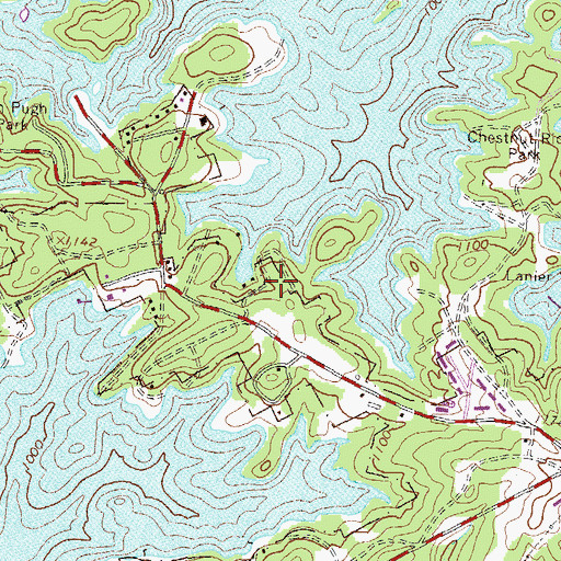 Topographic Map of Woodlake, GA