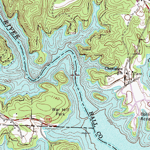 Topographic Map of Wooley Ford (historical), GA