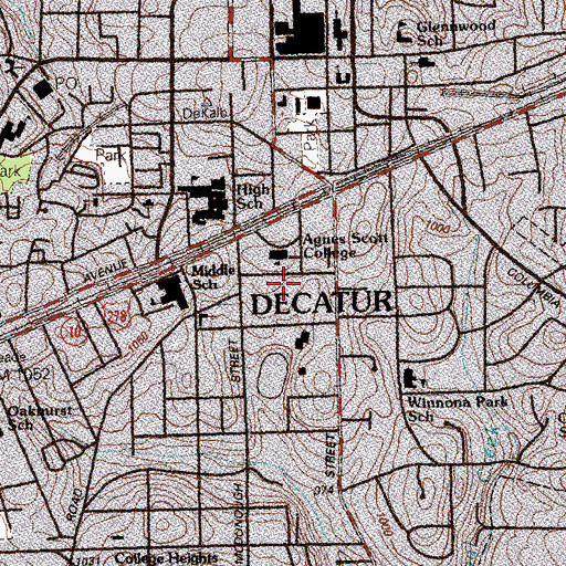 Topographic Map of Buttrick Hall, GA